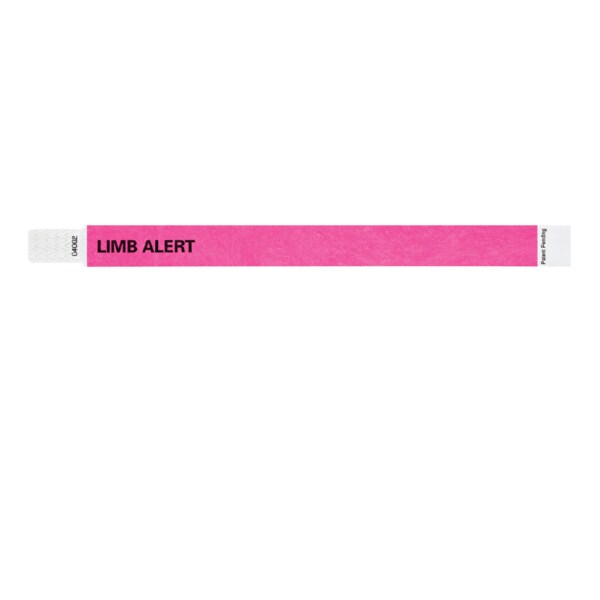 Wristband - Tyvek - Limb Alert 3/4" x 10" Pink w/Black